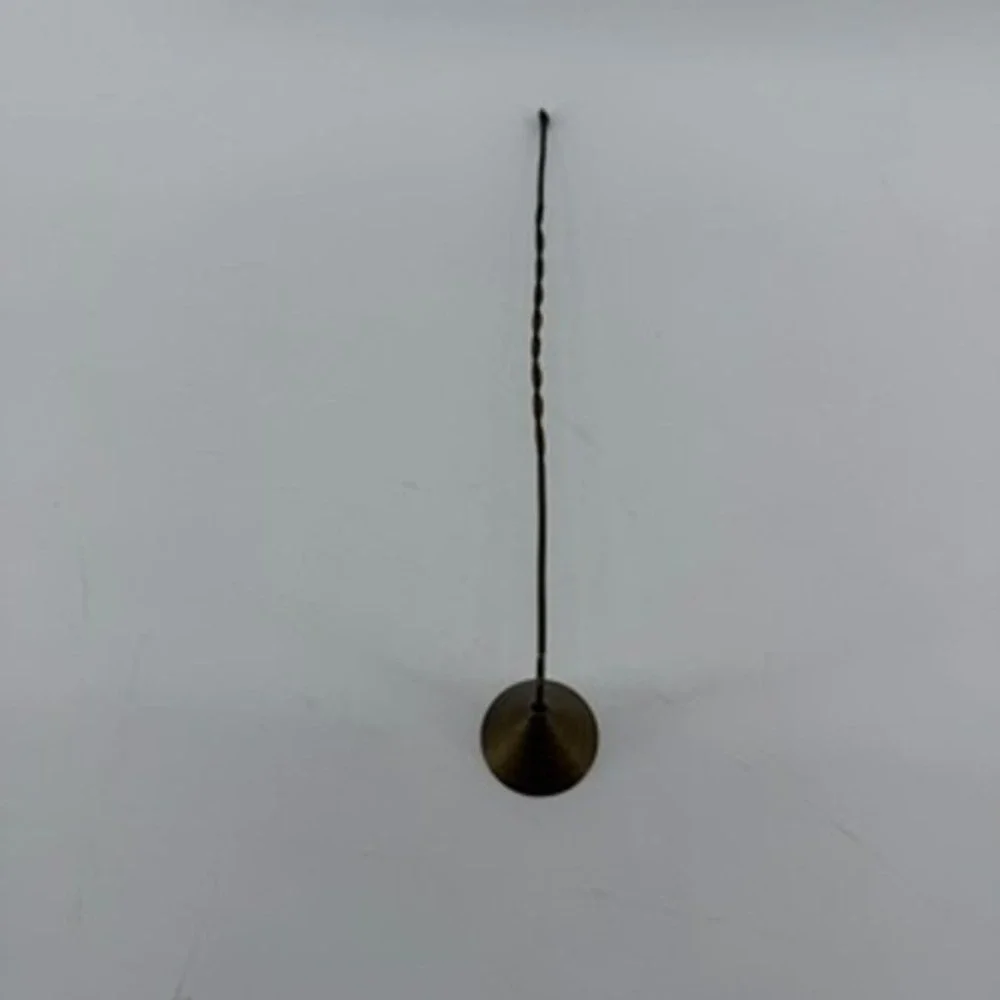 Vintage Brass Candle Snuffer Twisted Long Wire Handle Cone Bell Extinguisher
